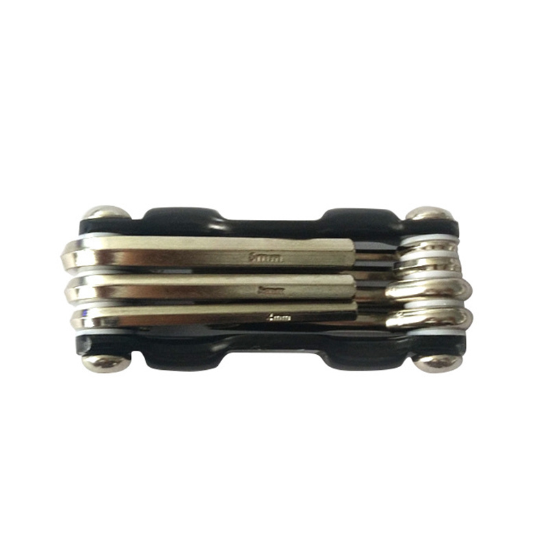 Multi kit de ferramentas reparo portátil ferramenta bicicleta dobrável chave allen falou hex chave conjunto ferramentas manutenção ciclismo acessórios: Preto