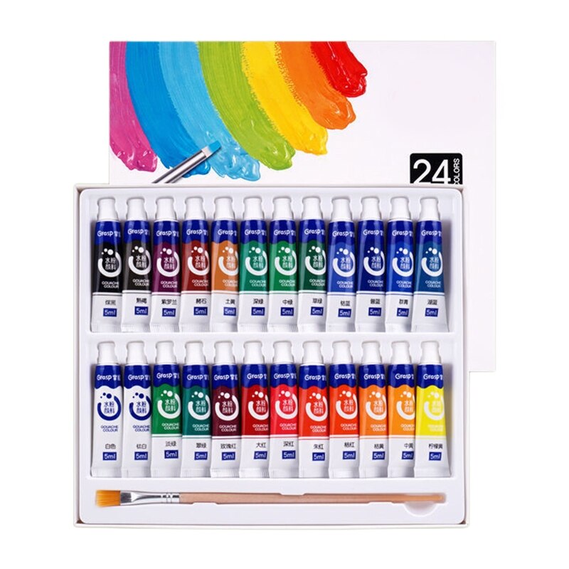 Aquarel Verf Set In Tubes Art Academy Gouache Pigment Kit 5Ml 12/18/24/36 Kleuren Voor Art student Schilders Beginners: 24A