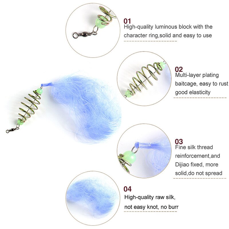 Copper Spring Shoal Fishing Net with Night Luminous Beads Ball Bearing Solid Ring Fishing Connector Freshwater Fishing Tool