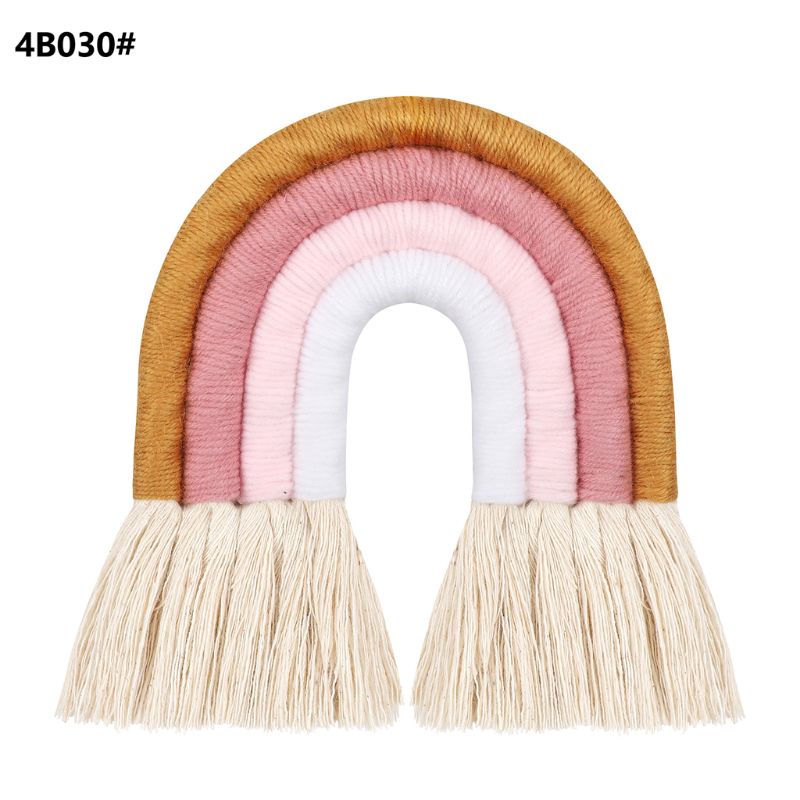 4 lager macrame regnbåge väggdekor för sovrum barnkammare baby barn rum färgglada gobeläng rep vävd tofs vägghängande leksaker: 30