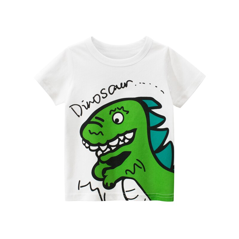Infant Kids T-Shirt Summer Short Sleeve Cute Dinosaur Letter Baby Boys Outfit Patchwork Loose Round Neck Pullover Top Clothes