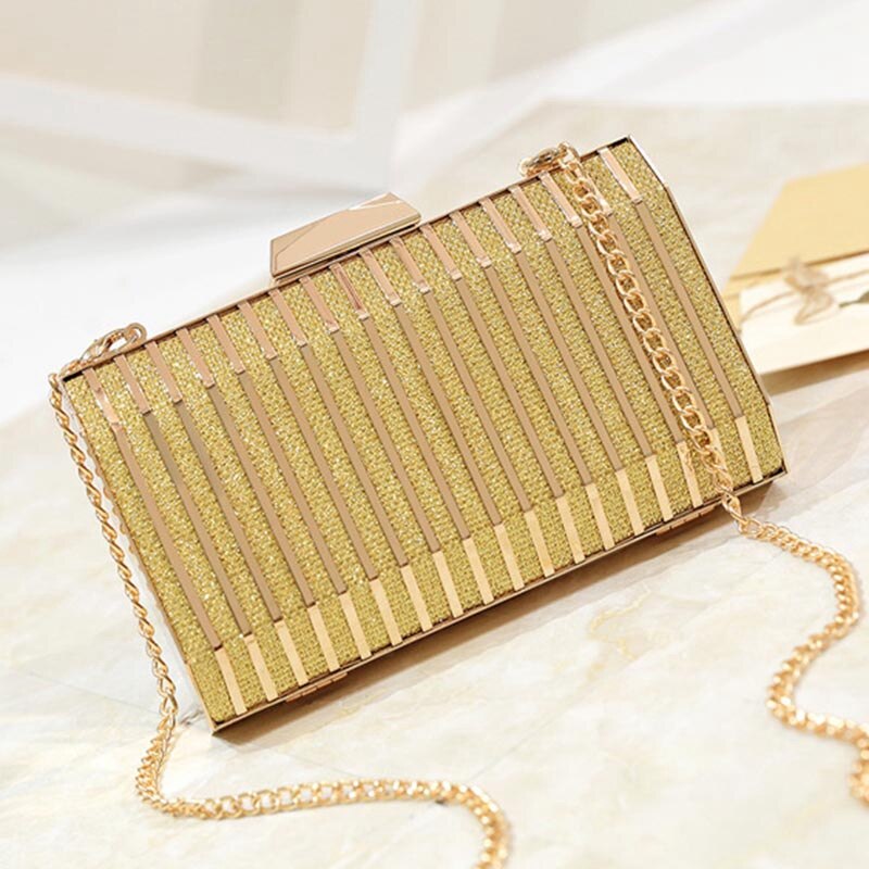 Eisen Box Abendessen Abendkleid Kleine Tasche Tag Kupplung Dame Night Clutch Bag Weibliche Party Brieftasche: Gold