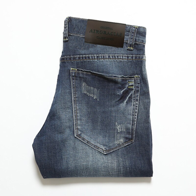 AIRGRACIAS Men Jeans Biker Jeans Strech Casual Denim Jean For Men Hight Cotton Male Long Trousers Size 28-40: 32