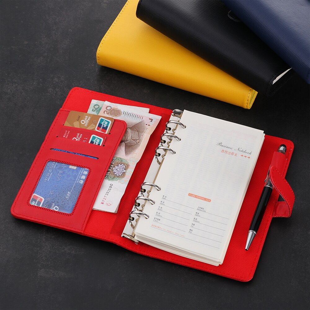 Carpeta de Anillas A6 A7 de PU con Clip, cuaderno de hojas sueltas de cuero, cubierta, Agenda, planificador, organizador, escuela, oficina, papelería