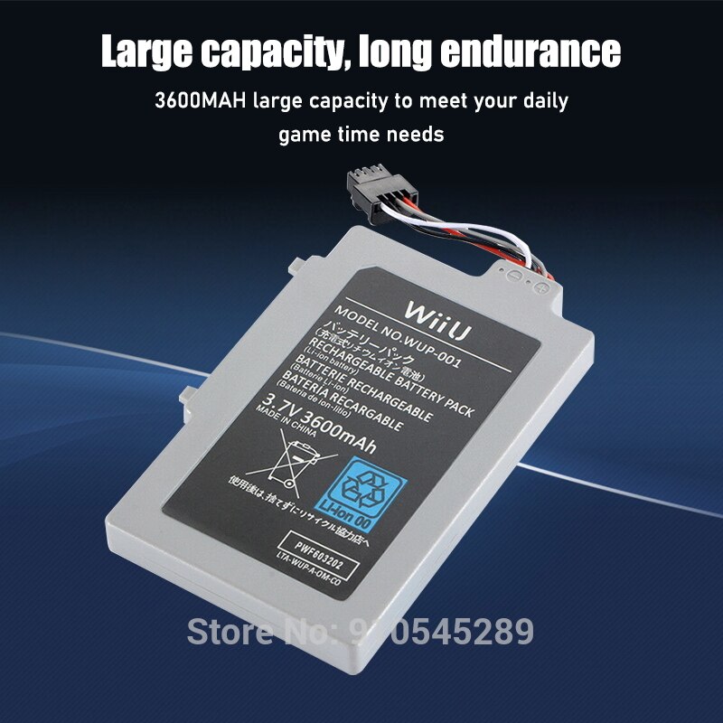 1PCS For Wii U GamePad 3600mAh Replacement Rechargeable Battery Pack 3.7V Rechargeable Battery for Nintendo Wii U Gamepad
