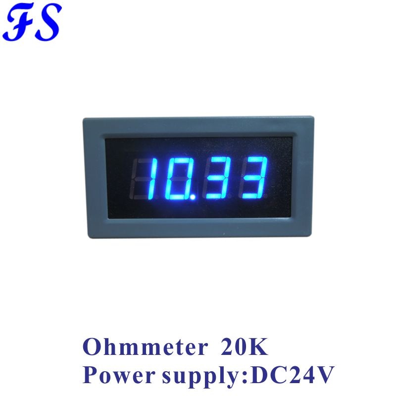 20K Weerstand Monitor Ohm Panel Meter Weerstand Digitale Resisitance Meter 20K Voedingsspanning Dc 24V Ohmmeter Led met Blauwe Digit