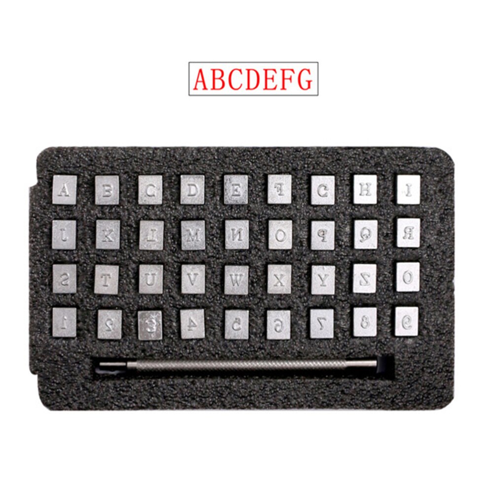 36Pcs 4Mm Letters Aantal Stalen Afdichting Alfanumerieke Aantal Lederen Stamper Brief Aantal Punch Lederen Carving Brief Punch Carbon