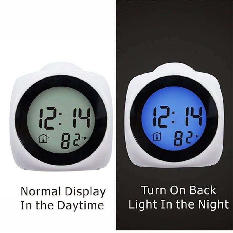 ZGXTM LCD Projection LED Display Time Digital Alarm Clock Talking Voice Prompt Thermometer Snooze Function Desk