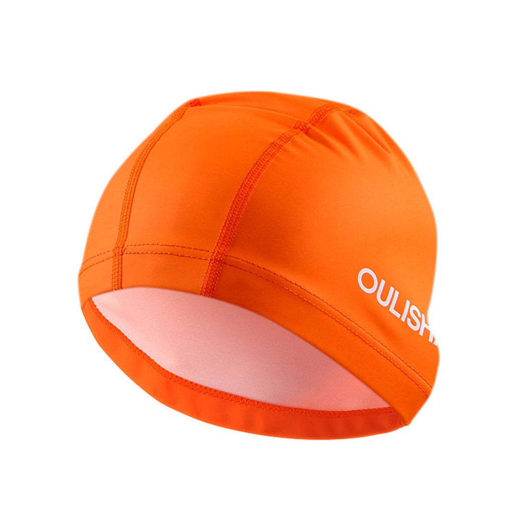 Adult Swimming Cap Silicone Women Men Waterproof Hat PU Coating Durable Elastic Pool Beach Swim Head Cap Summer #15D: Orange