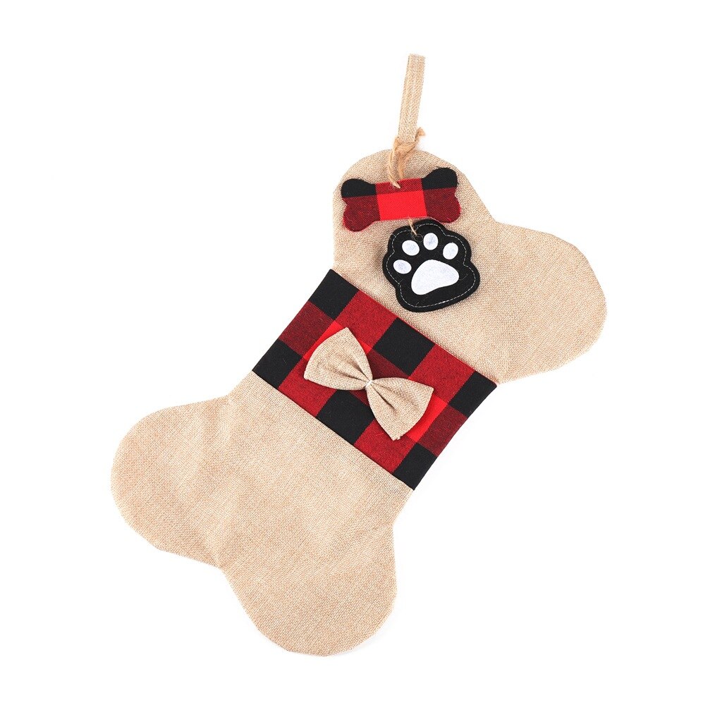 Plaid Kerstsok Opknoping Puppy Pet Hond Botten Thuis Decor Kous Met Grote Poot Voor Xmas Decoraties Kerst Bag: B