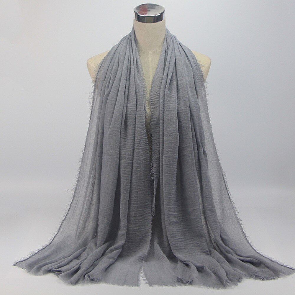 women solid Premium Viscose Maxi Crinkle Cloud Hijab Scarf Shawl Soft Islam Muslim solid color soft women scarf #924: Gray 20