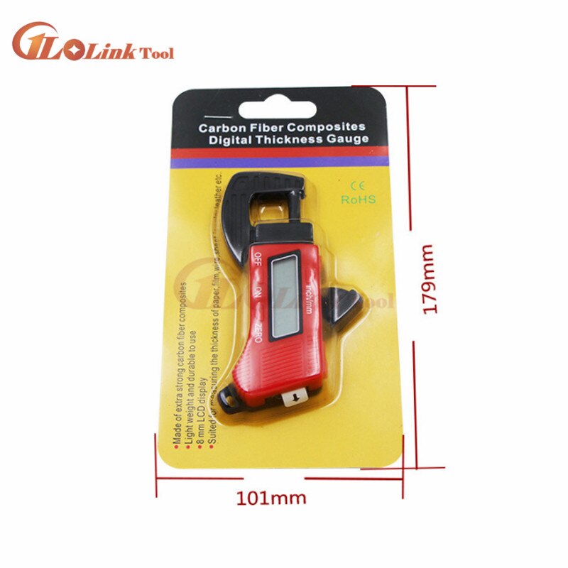 Precise Digital Thickness Gauge Meter Tester Micrometer 0-12.7MM 0.01MM digital thickness gauge thickness gauge: Red