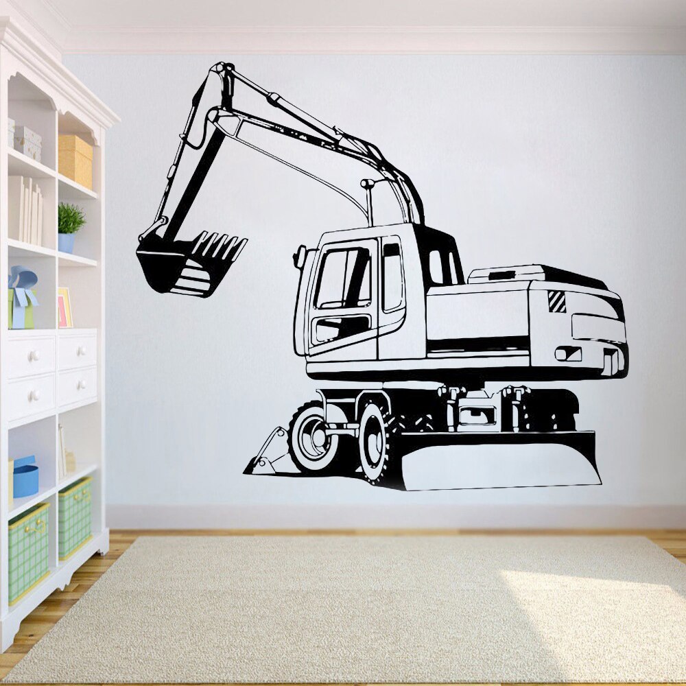 Vinyl wall sticker for Kids Boy Teenager Room wall decor excavator Wall decals Nursery Bedroom stickers home decoration HY740: 1 / 110x96cm