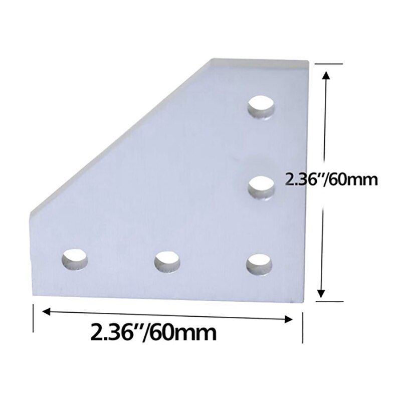 12 Teile/los 3D Drucker L-Förmigen Aluminium 5 See 60X60mm Anschluss Platte für V-Mutter/L-Mutter Aluminium Extrusion