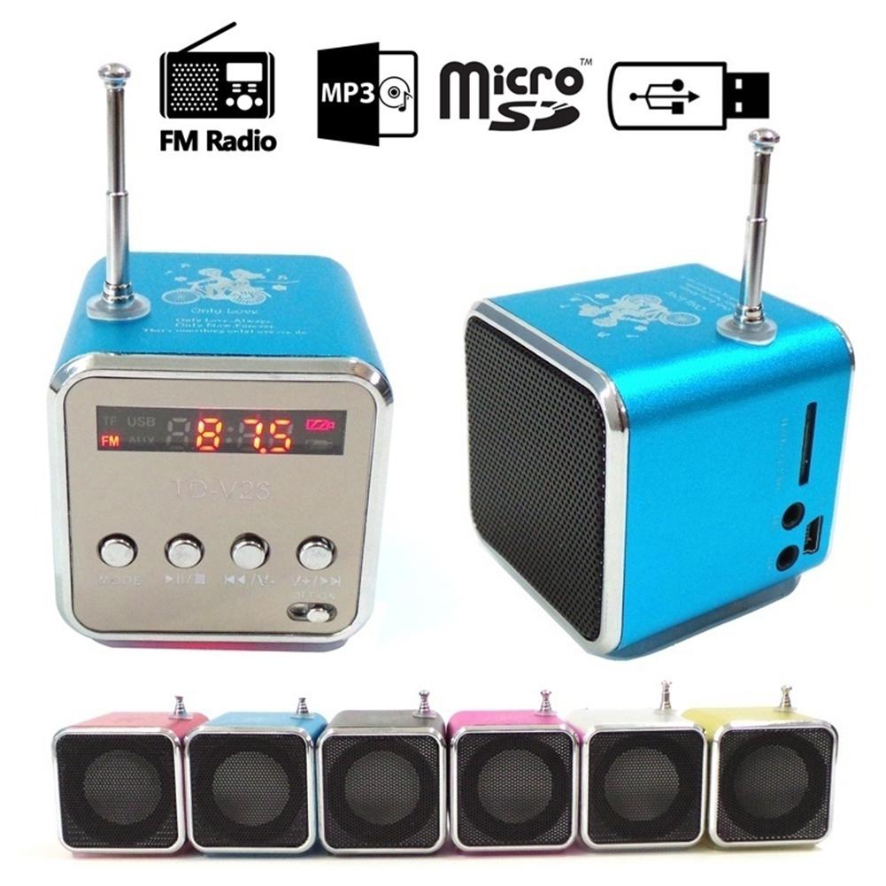 TDV26 Mini Subwoofer Stereo Lautsprecher TF Karte FM Radio Musik-Spieler mit Antenne