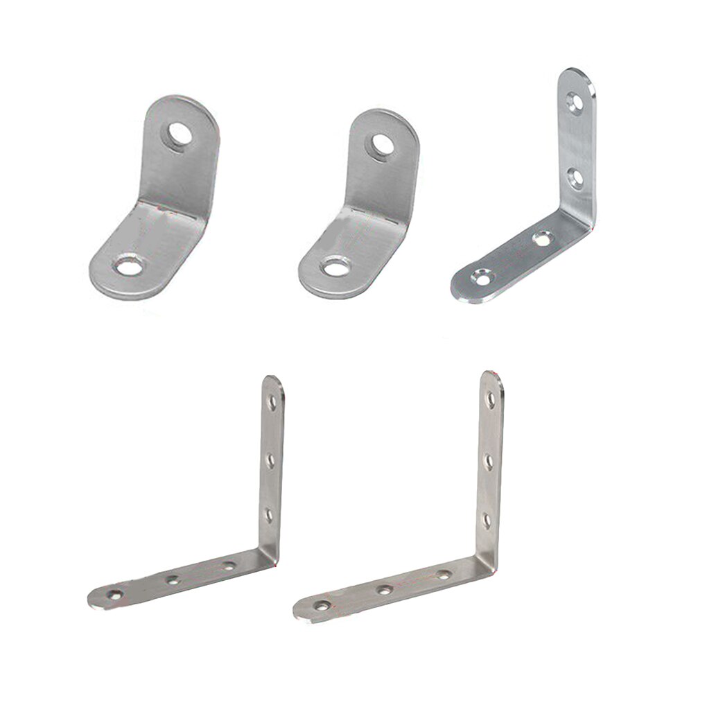 2pcs/10pcs L-Shaped Triangle Bracket Angle Support Stainless Steel 90 Degree Angle Code Fixing Hardware Hardware Accessories