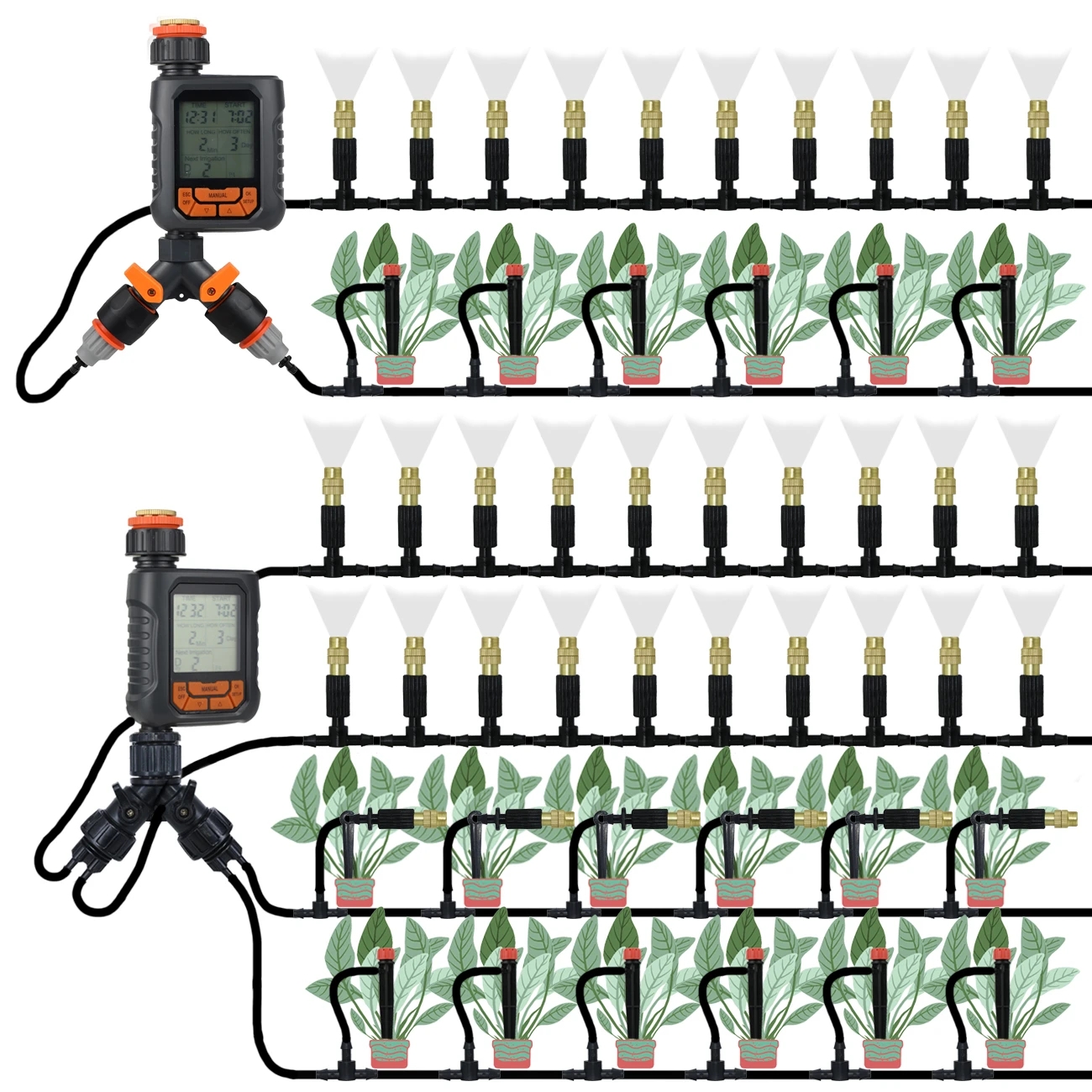 10-50M Garten 4/7mm Schlauch Automatische Tropf Bewässerung Bewässerung Bausatz System 1/4&#39;&#39; Durcheinander Nebel Düsen für Rasen Topfpflanze Gewächshaus