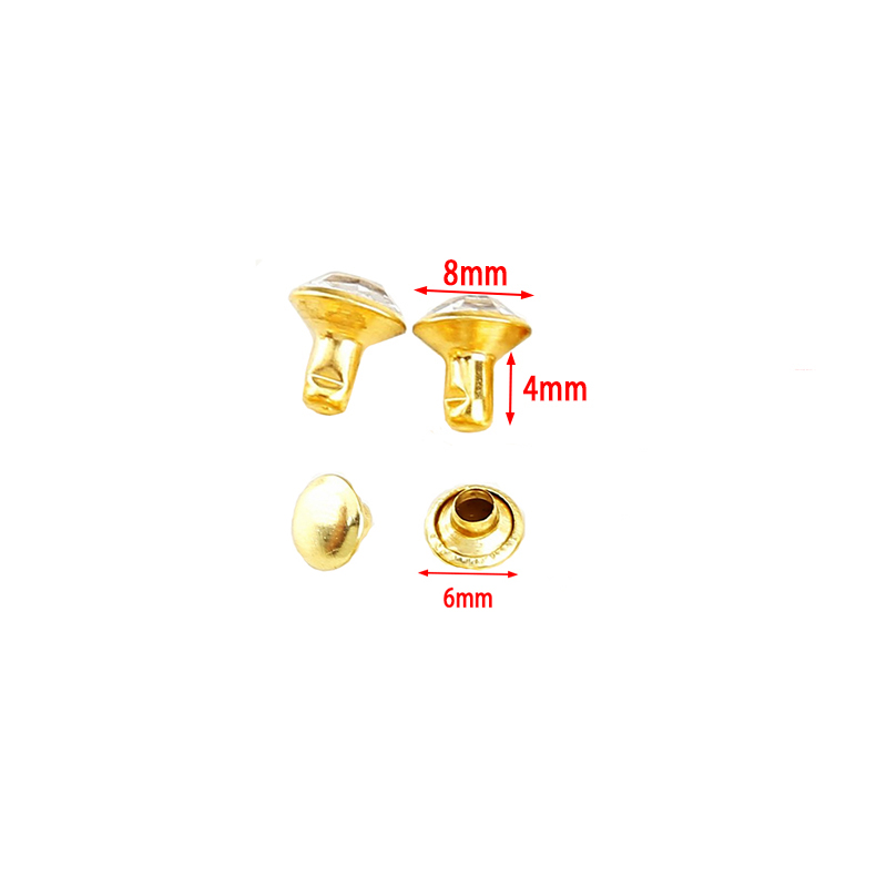100setzt 8mm Blau Zirkon Kristall Strass Nieten Goldene Metall Basis Nieten Stunds Für Kleidung Tasche Leder Niet
