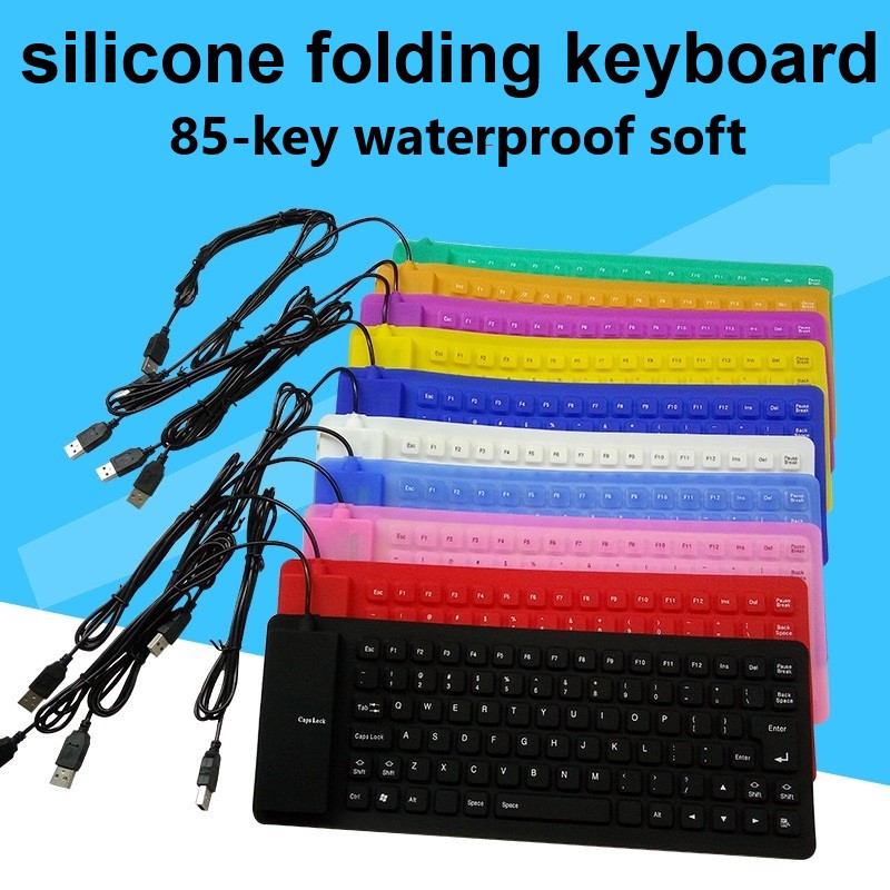 Foldable washable computer keyboard 85 key portable mini USB flexible waterproof soft silicone gaming keyboard computer laptop