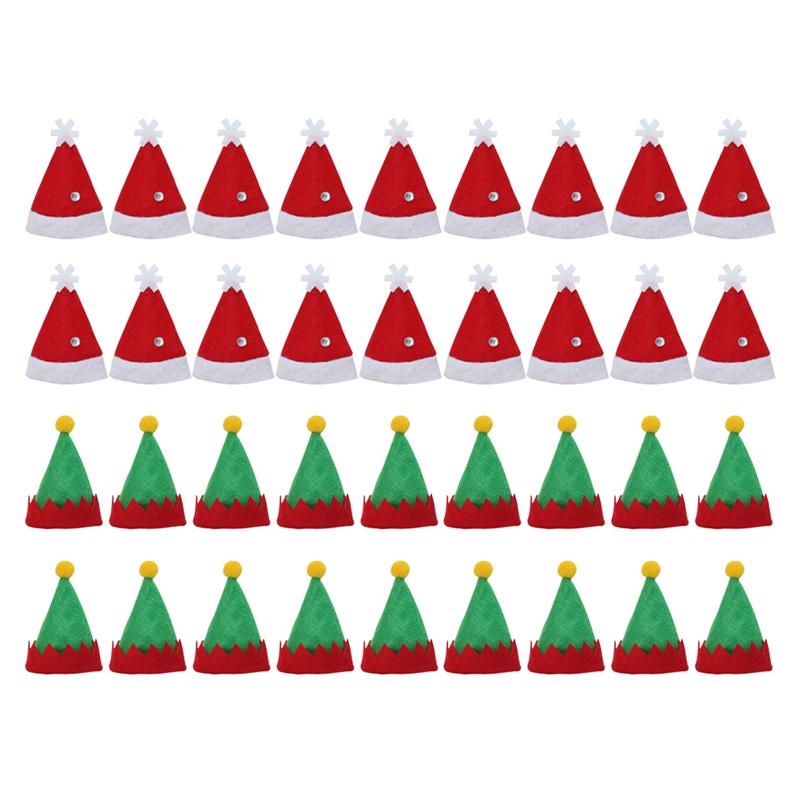 48pc mini julemandshat slikkepind top topper cover glædelig julepynt vinflaske beskyttelseshætte slik pakning hatte: 36 stk hver 18 stk