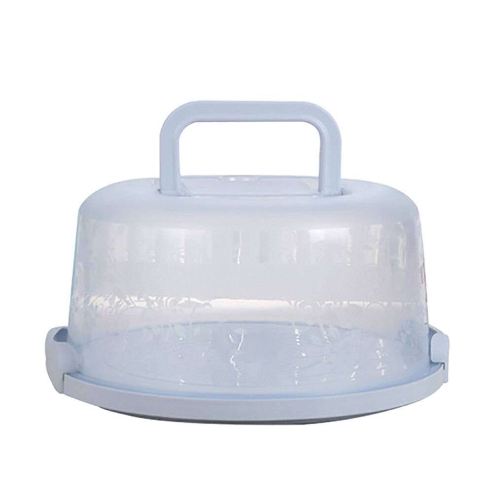 Contenedor portátil de plástico para pastel redondo, caja de contenedor para postres y magdalenas, servidor de almacenamiento, herramienta para cocina con bandeja de 26x22x12,5 cm: Azul