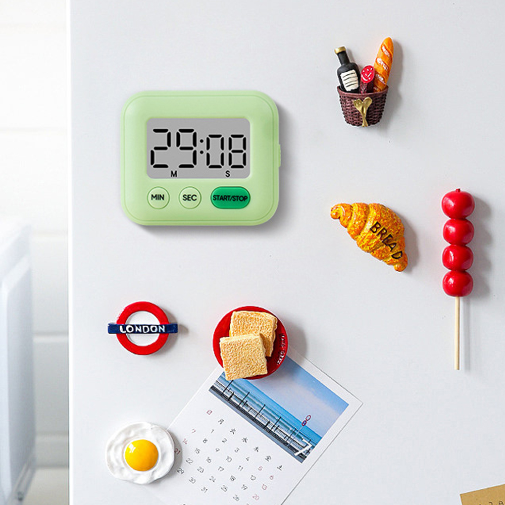 Digital LCD kitchen timer with on/off switch, mute and loud alarm, 24-hour clock, children, teachers, kitchen