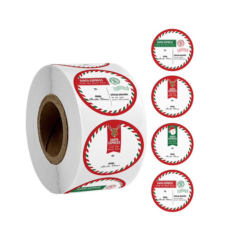 500 stuks ronde 4 ontwerpen vrolijke kerst bedankt sticker zegel envelop kaart labels verpakking scrapbooking decoratie: B-9