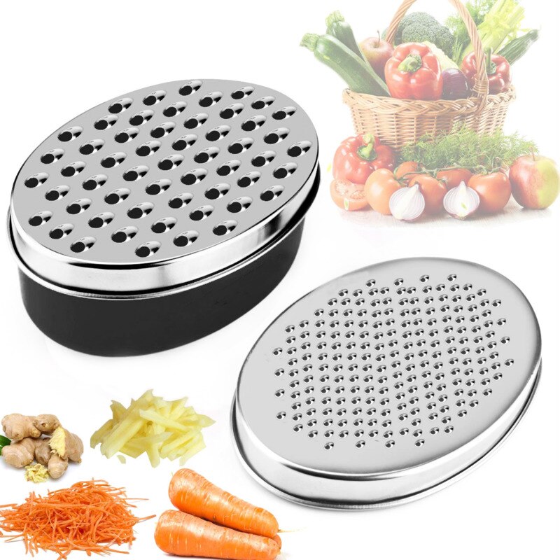 Rose Gold Cheese Grater Multifunctional Slicer Oval Container Vegetables Easy Clean Quick Fruits Tools with 2pcs grater blades
