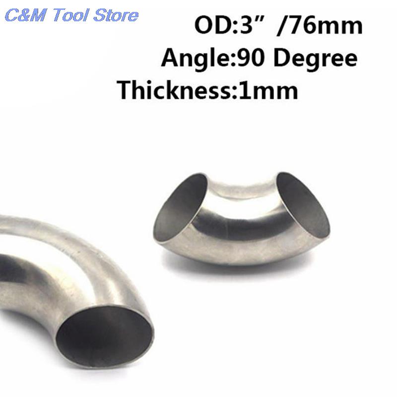 3 Inch Stainless Steel 90 Degree Bend 76mm Elbow Exhaust Pipe