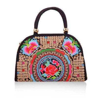 Vintage geborduurde multifunctionele boodschappentassen nationale bloemenborduursels dames schouder- en handtassen bohemian kleine draagtas: 2