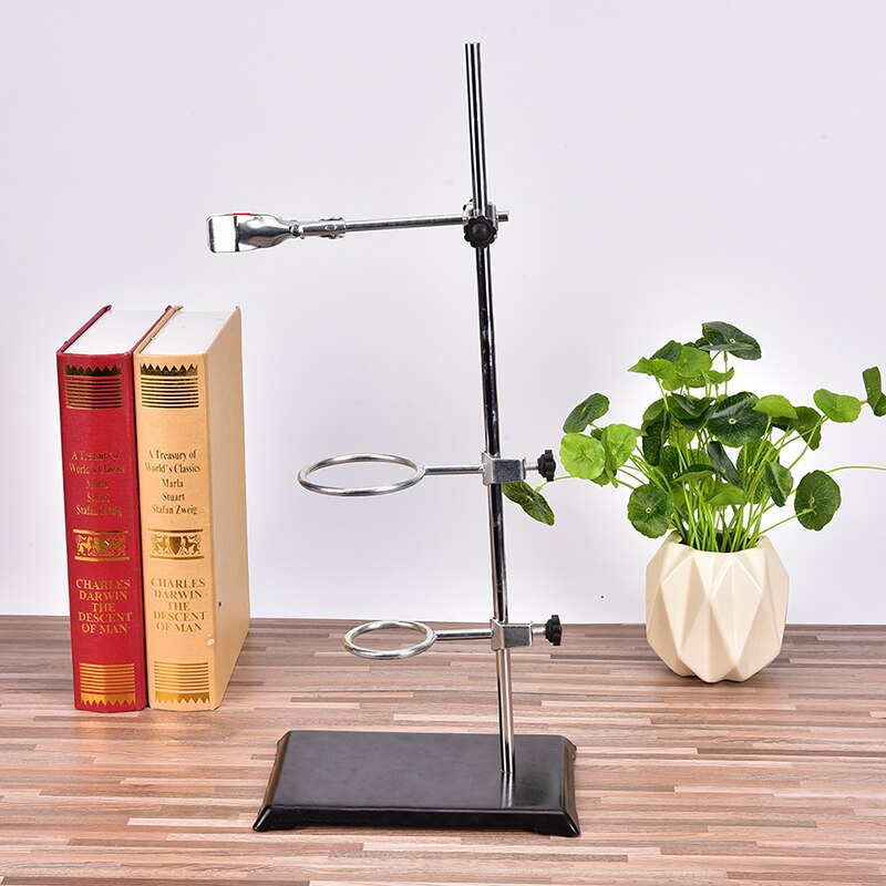 Support de Base pour flacon de laboratoire de chimie 50Cm + 3 anneaux de serrage, 1 ensemble