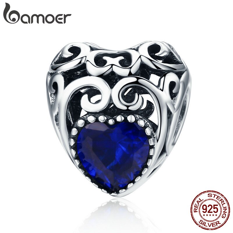 BAMOER Authentic 100% 925 Sterling Silver Month Birthst AAA Zircon Beads fit Charm Bracelet DIY Jewelry Making SCC573-10