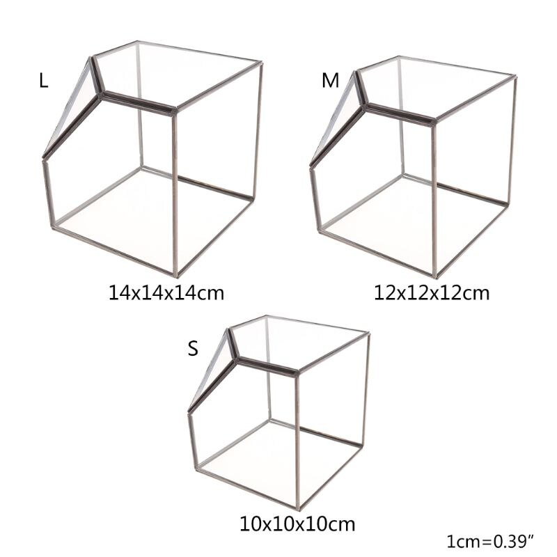 Modern Glass Terrarium Storage Box Clear Glass Geometric Terrarium Succulent Plant Display Box