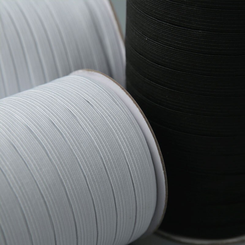 10M 3-50Mm Hoge Platte Elastische Bands Zwart Wit Nylon Rubber Taille Band Trim Voor applique Naaien Kledingstuk Diy Accessoires