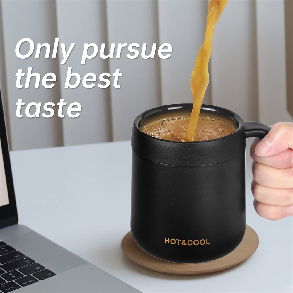 350/500ml isolerede kaffekrus med hank i rustfrit stål, isoleret krus, kaffekrus, termokande, tekopper med kant