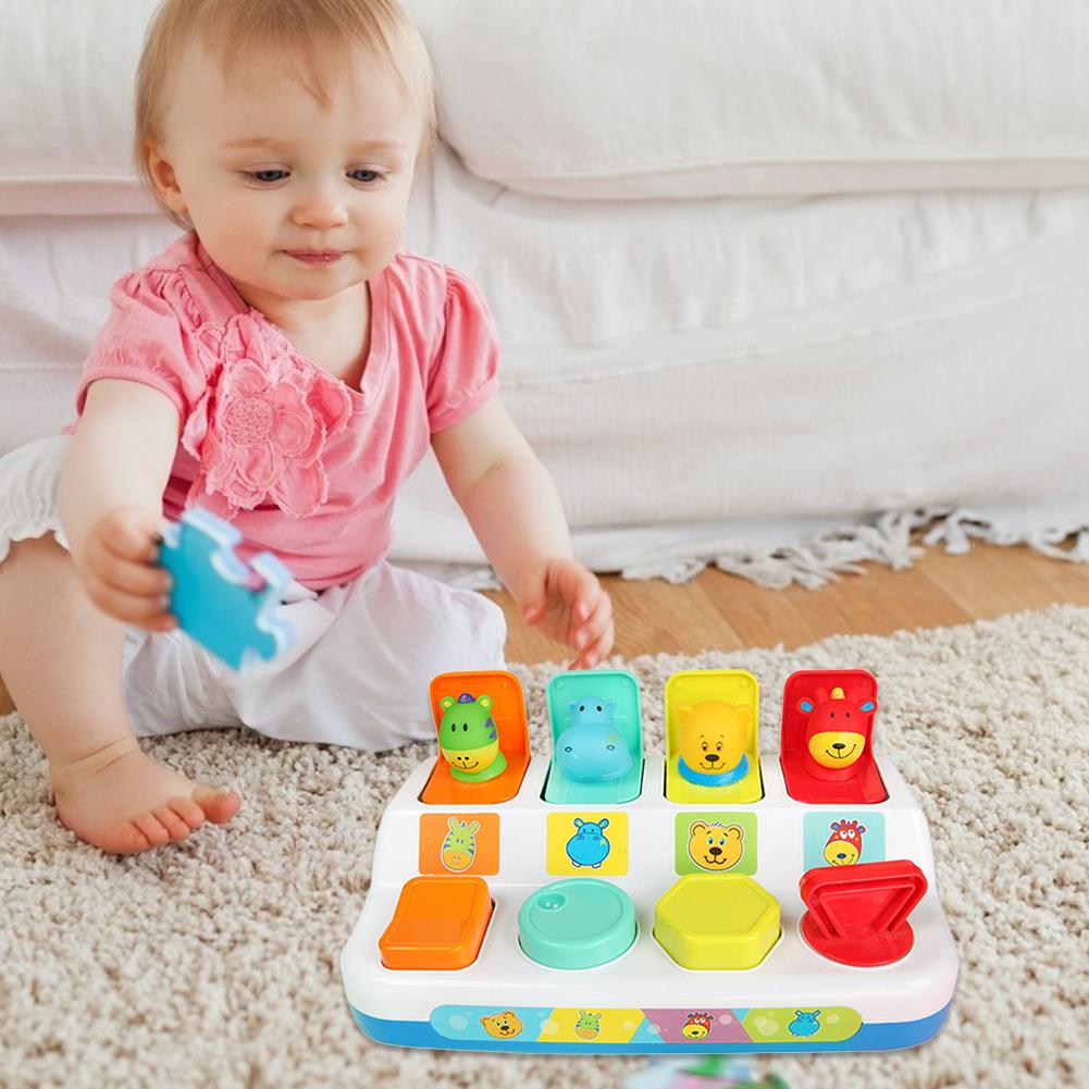 Interactieve Pop Up Vorm Dieren Speelgoed Schakelaar doos Knop Doos Baby Intelligentie Push Pop Speelgoed Baby Leren Ontwikkeling Speelgoed spel