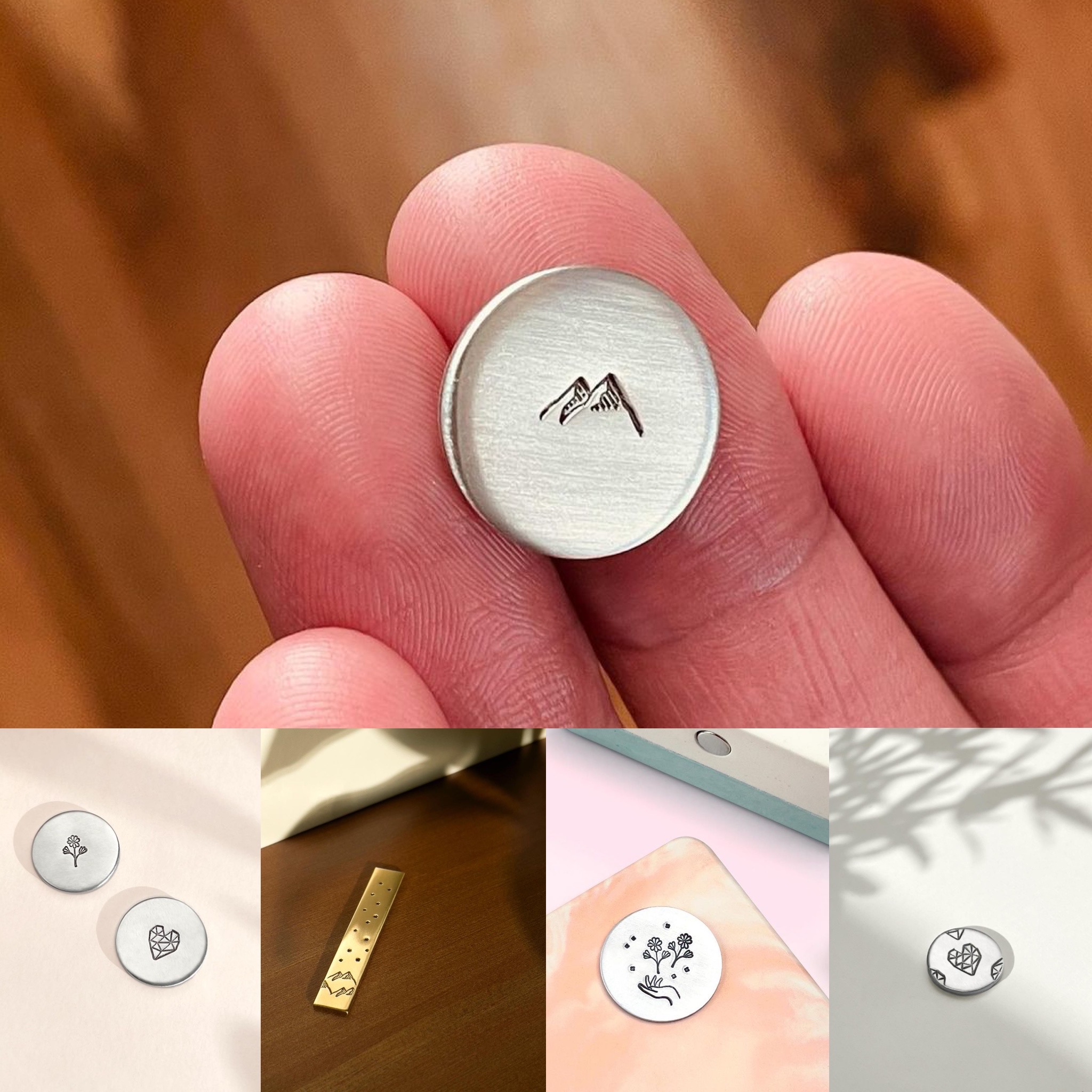 Timbres de en métal, timbres de fleurs et d'arbre, timbres en métal, tampons de poinçonnage en métal, kit d'estampage en métal, outil d'estampage de bijoux 1/4 (6 mm)
