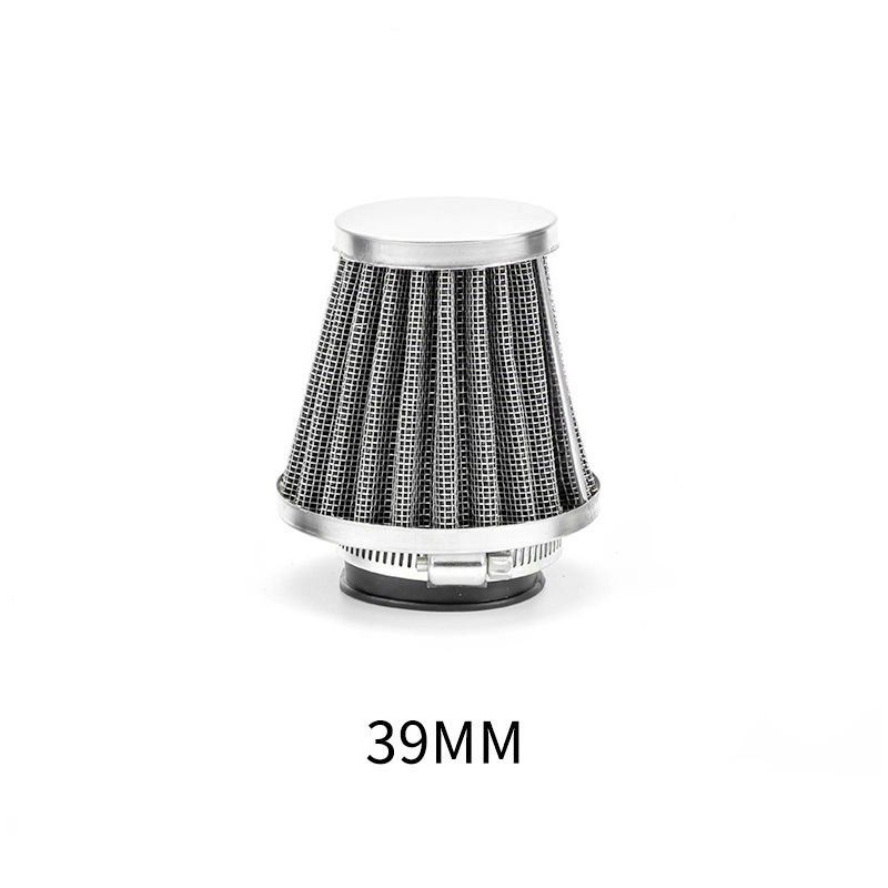 Filtro de aire para motocicleta, 35-60mm, alto flujo, Universal, ATV, Dirt Bike, pieza de repuesto con abrazadera, filtros de aire cónicos: Gris oscuro
