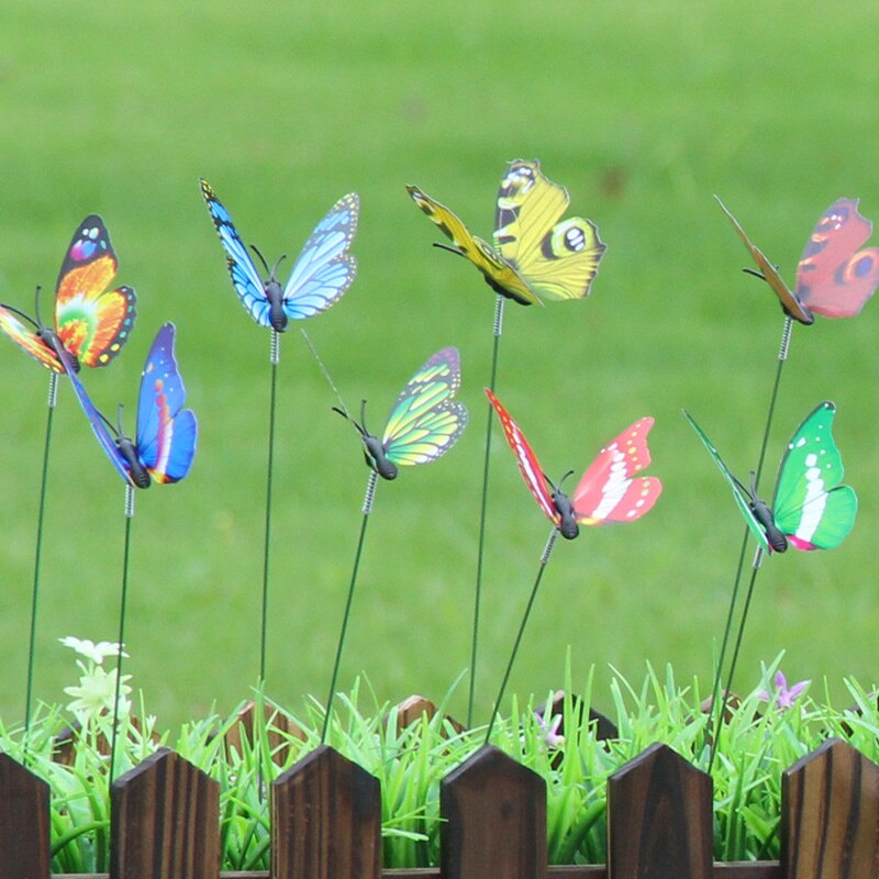 Beautiful Lawn Decoration on Sticks 3D Gardening Flowerpot Yard Garden Ornament 10 Pcs/Pack Insect Grassland Outdoor