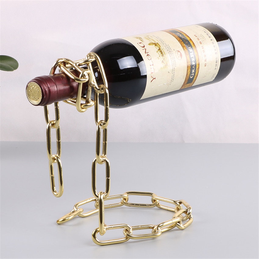 Magische hangende ijzeren ketting wijnrekken één fles wijn display rekken standhouder keuken eetkamer kelder bar decoratie