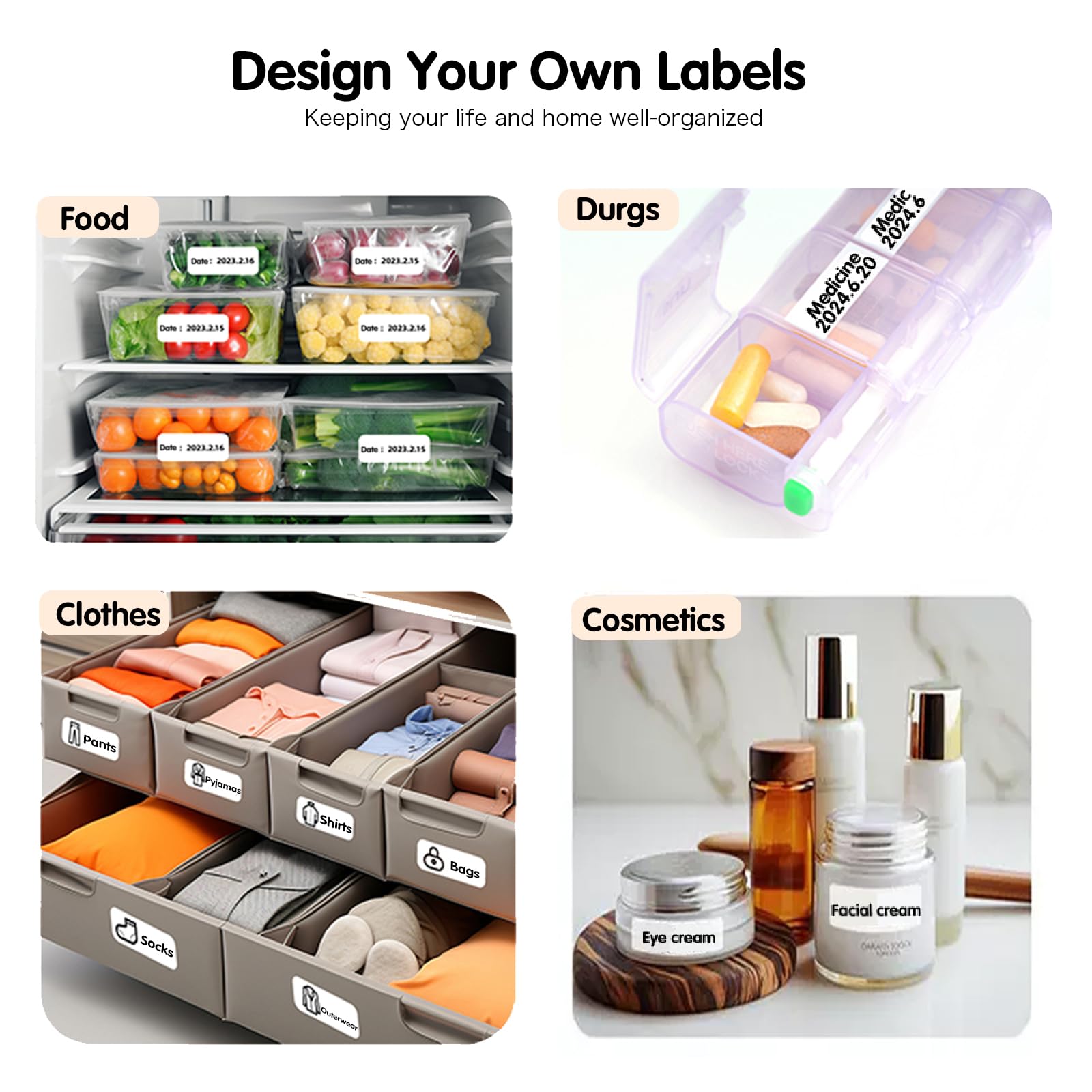 Mini Portable Label Printer Label Maker Machine Small Label Maker Pocket Sticker PrinterFor Home/Office Similar to D110/D11