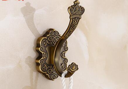 Tuqiu Bad Zubehör Antike Bronze Geschnitzte Aluminium Bad Hardware Handtuch Rack, Papier halter Wc Pinsel Halter, haken: YELLOW