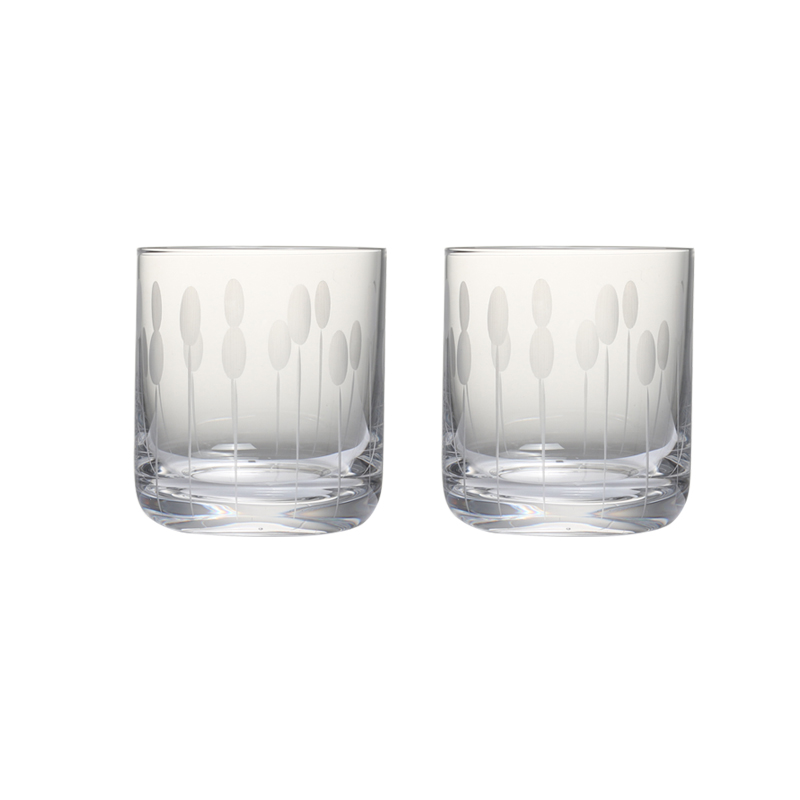 Sæt  of 2 blyfri krystalglas tumblere håndlavede blæste indgraverede whiskyglas til hjemmebrug tumblers fest: 300ml 2 stk