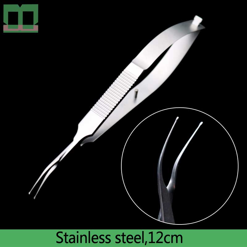 The duck mouth tweezers Lens transplantation stainless steel titanium alloy 12cm Cataract Surgery ophthalmic instruments: Brushed Chrome