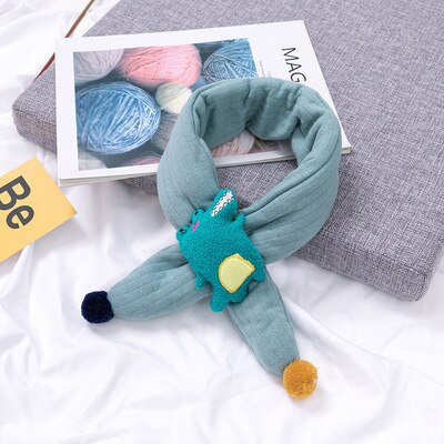 Børnetørklæde varmt tørklæde lille dinosaur børn tørklæde benhui efterår og vinter tegneserie baby tørklæde vinter krave: Blå
