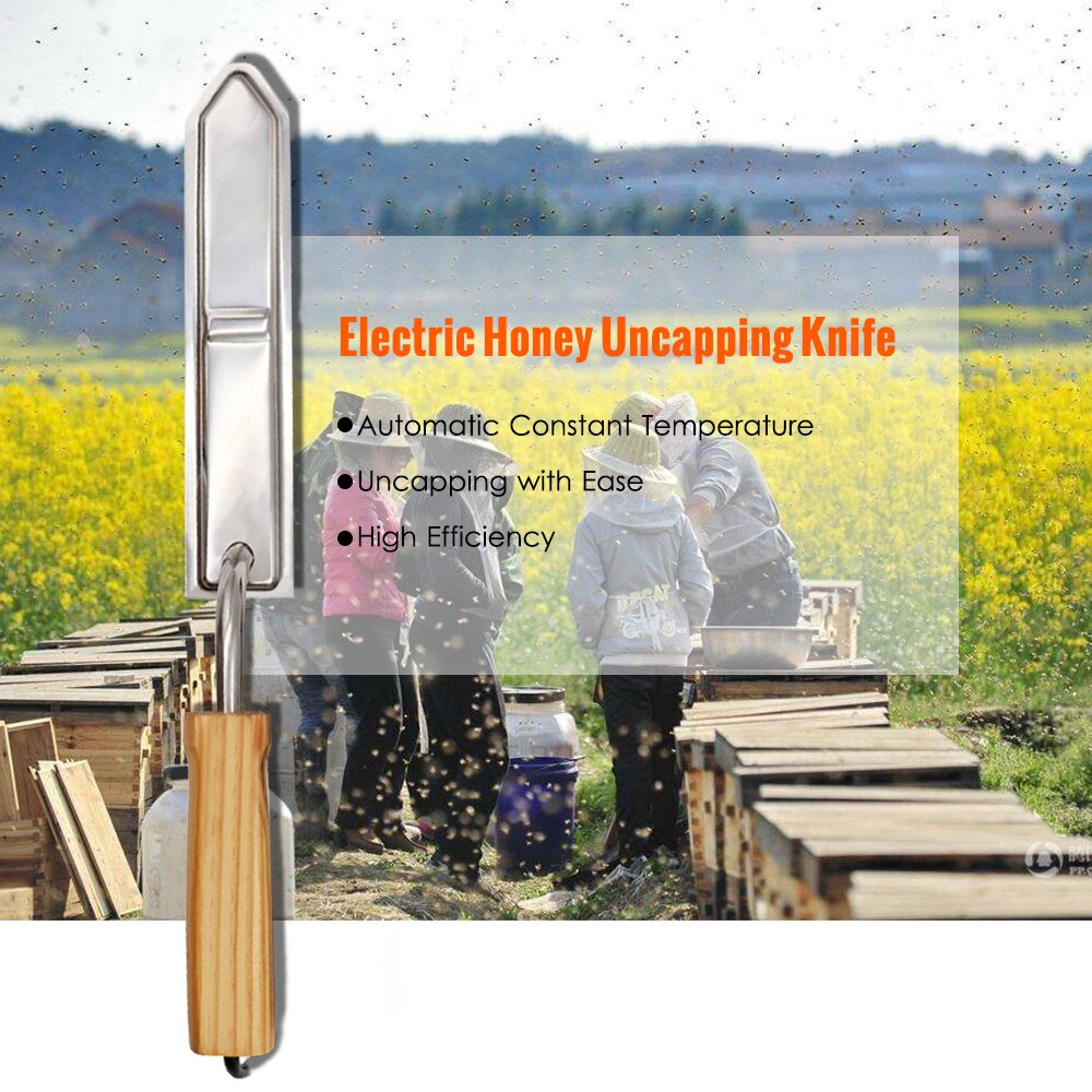 Stainless Steel Electric Honey Scraper Bee Beekeeping Equipment Uncapping Tool Extractor Tool with Wooden Handle