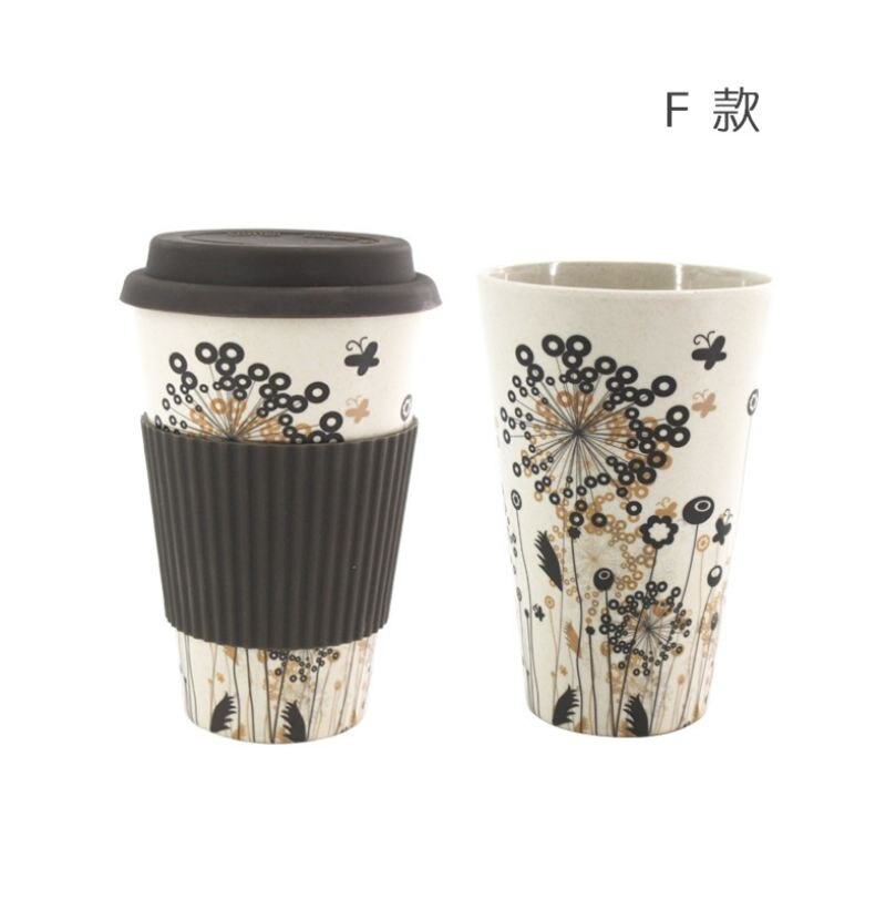 Reusable Bamboo Fiber Coffee Cup Mugs Coffe Travel Mug Drink Water Mug Healthy: Light Grey