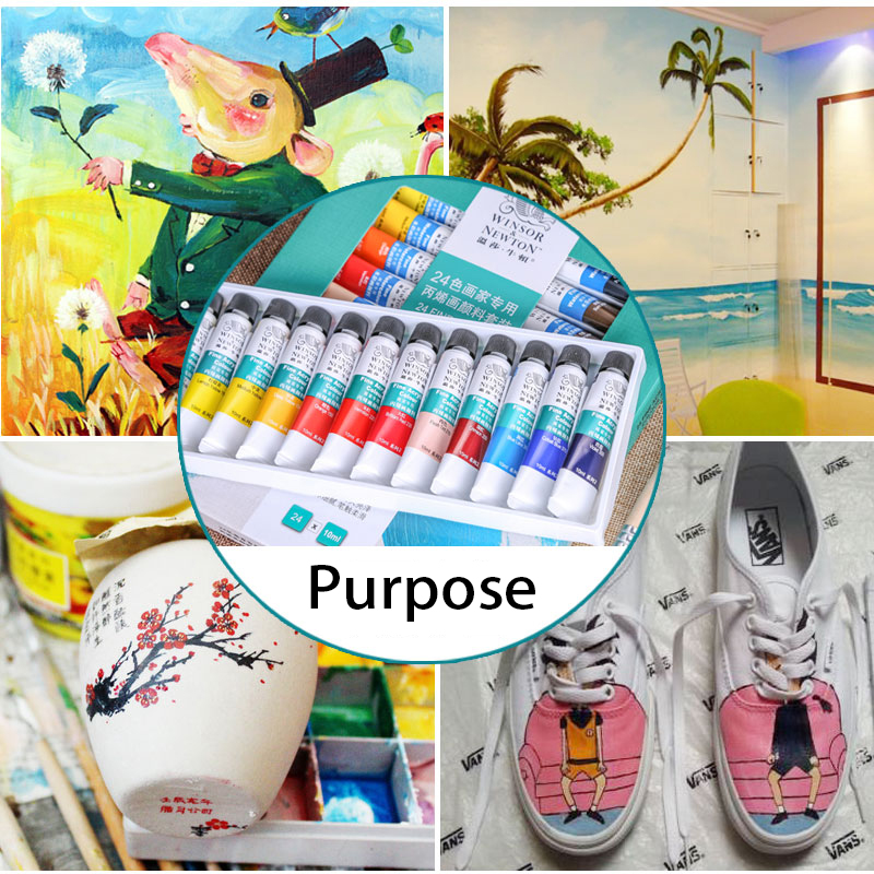 Windsor Newton painter special acrylic paint set hand-painted wall drawing textile 10mlx12/18/24 color art supplies