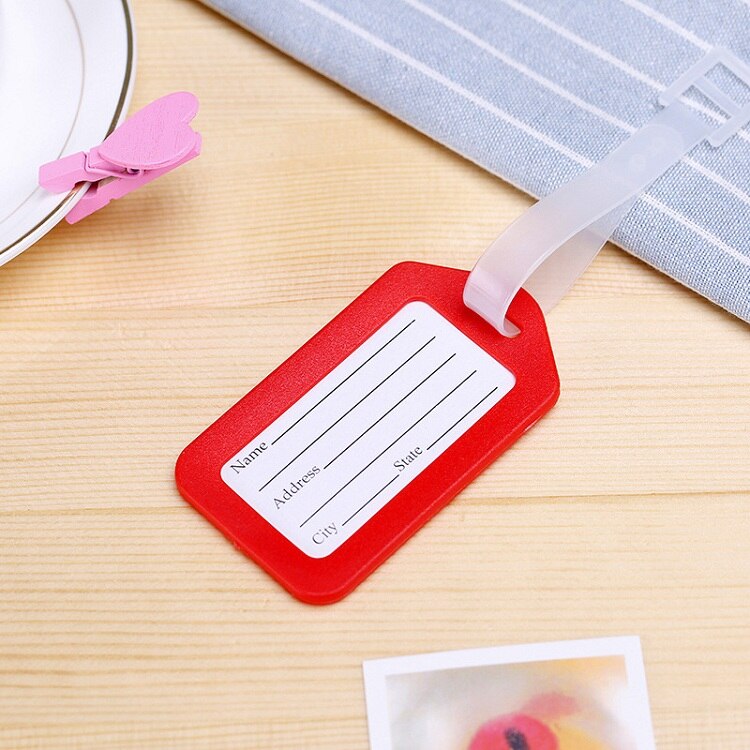 travel accessories Plastic Luggage Tag Travel Suitcase Travel Bag Boarding Tag Label Name ID Tags candy color: red