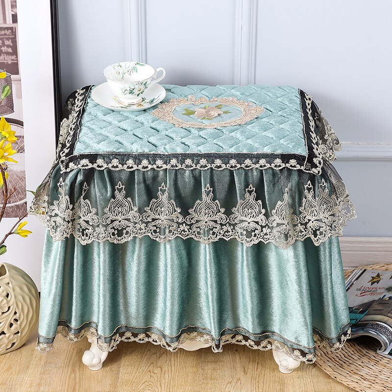 Flannel bedside table cover cloth European style lace bedroom fabric small table cloth bedside table cover square towel Luxury: Style 1